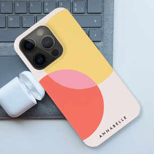 Modern Abstract Circles Red Yellow Pink Minimalist iPhone 15 Pro Case