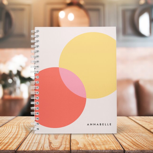 Modern Abstract Circles Red Yellow Pink Minimalist Notebook (Creator Uploaded)