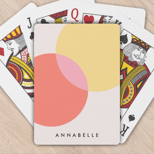 Modern Abstract Circles Red Yellow Pink Minimalist Playing Cards (Creator Uploaded)