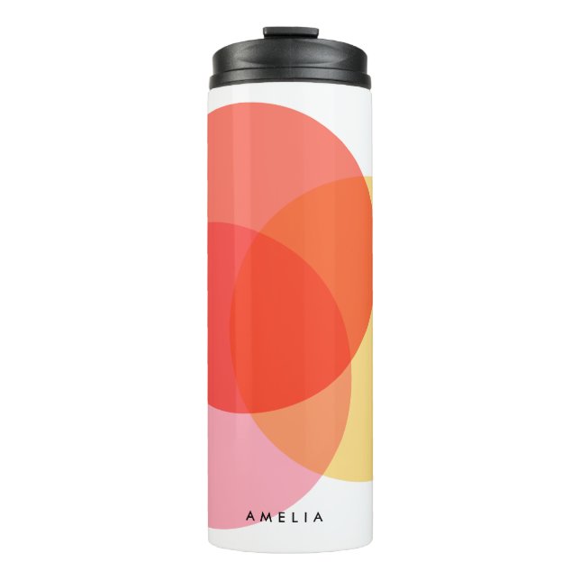 Modern Abstract Circles Red Yellow Pink Minimalist Thermal Tumbler (Front)
