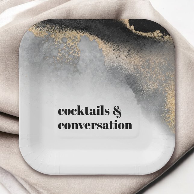 Modern Abstract Cocktails and Conversation Party Paper Plate (Creator Uploaded)
