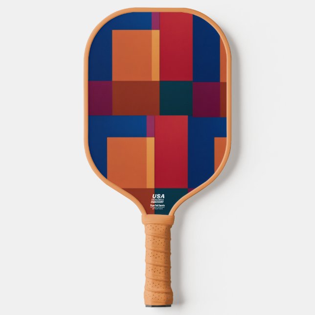 Modern Abstract Color-Block Squares Pickleball  Paddle (Front)