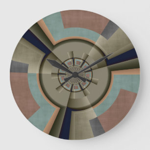 Modern Abstract Color Harmony Fractal Art Graphic Large Clock