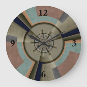 Modern Abstract Color Harmony Fractal Art Graphic Large Clock