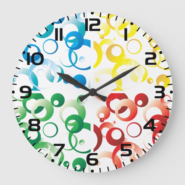 Modern Abstract Colorful Bubbles Geometric Pattern Large Clock (Front)