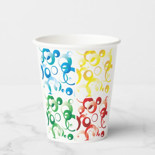 Modern Abstract Colorful Bubbles Geometric Pattern Paper Cups (Front)