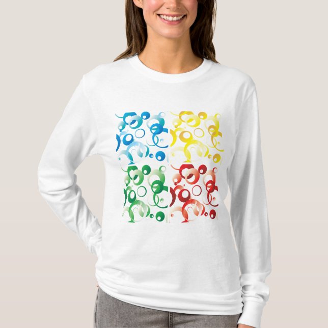 Modern Abstract Colorful Bubbles Geometric Pattern T-Shirt (Front)