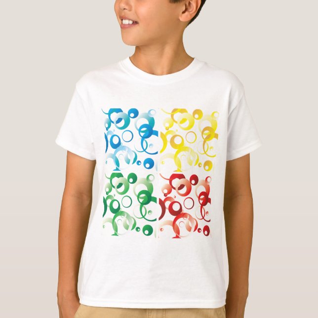 Modern Abstract Colorful Bubbles Geometric Pattern T-Shirt (Front)