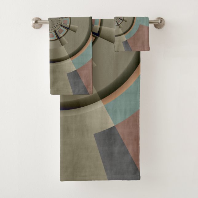 Modern Abstract Colour Harmony Fractal Art Graphic Bath Towel Set (Insitu)