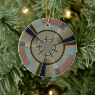 Modern Abstract Colour Harmony Fractal Art Graphic Ceramic Tree Decoration