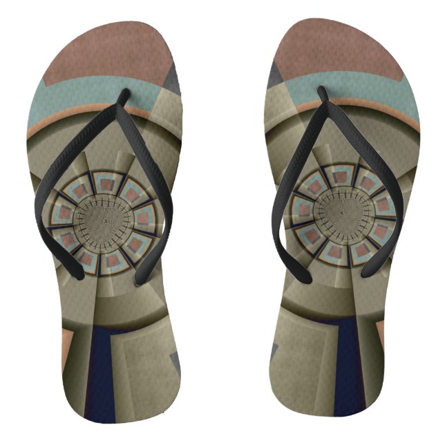 Modern Abstract Colour Harmony Fractal Art Graphic Jandals (Footbed)