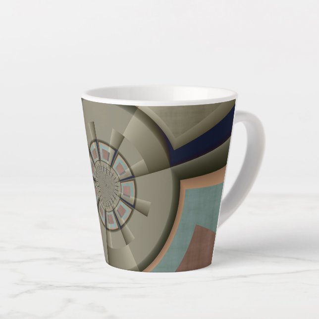 Modern Abstract Colour Harmony Fractal Art Graphic Latte Mug (Right Angle)