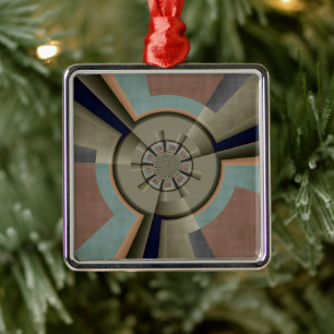 Modern Abstract Colour Harmony Fractal Art Graphic Metal Tree Decoration