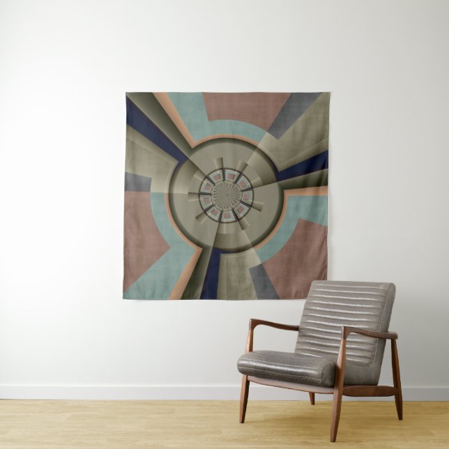 Modern Abstract Colour Harmony Fractal Art Graphic Tapestry (In Situ)