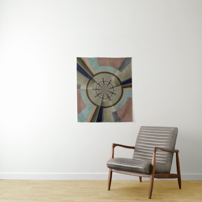 Modern Abstract Colour Harmony Fractal Art Graphic Tapestry (In Situ)