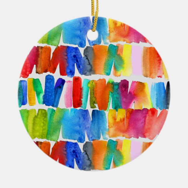 Modern abstract colour riot crazy colours ceramic tree decoration (Front)
