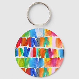 Modern abstract colour riot crazy colours key ring