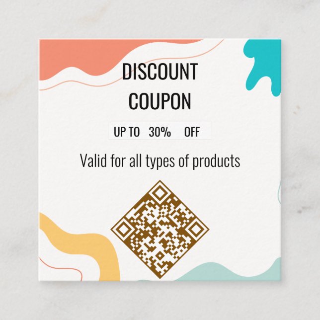 Modern Abstract Colour Splash Discount Coupon Card (Front)