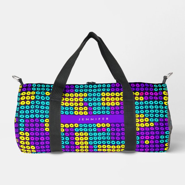Modern Abstract Colourful Bricks Geometric Pattern Duffle Bag (Front)