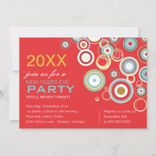 Modern Abstract Colourful Circles New Year Party  Invitation