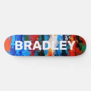 Modern Abstract Colourful Custom Personalised Name Skateboard