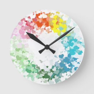 Modern Abstract Colourful Hearts Blank Template Round Clock