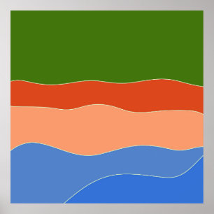 Modern Abstract Colourful Landscape Mid century Poster