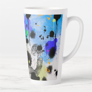 Modern abstract colourful paint splatter latte mug