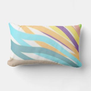 modern abstract colourful painted stripes on white lumbar cushion