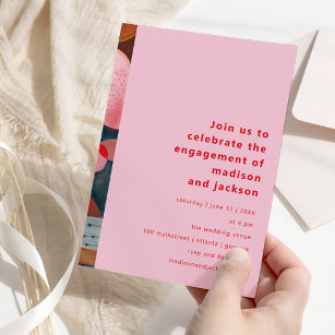 modern abstract colourful simple minimal engagemen invitation