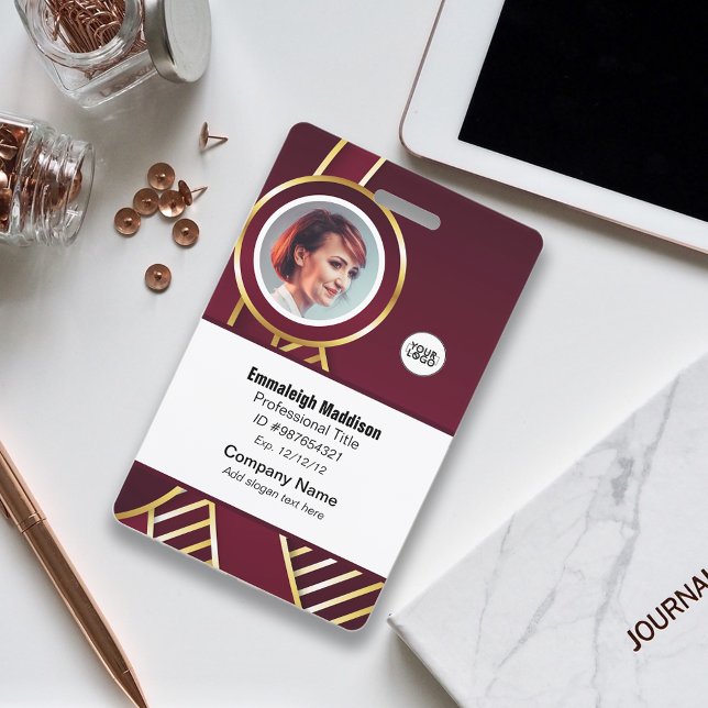 Modern Abstract Company Employee Id | Burgundy Badge (Creator Uploaded)
