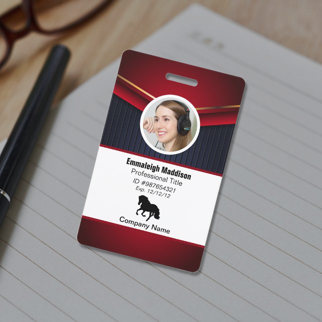 Modern Abstract Company Employee Id | Red Navy ID Badge (Creator Uploaded)