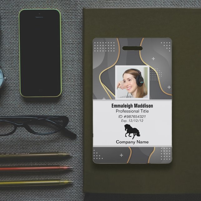 Modern Abstract Company Employee Id | Silver Grey Badge (Creator Uploaded)