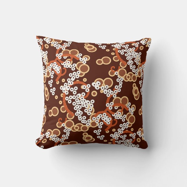 Modern Abstract Confetti Print, Chocolate Brown Cushion (Front)