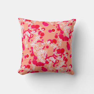 Modern Abstract Confetti Print, Coral and Fuchsia Cushion