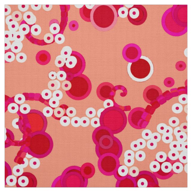 Modern Abstract Confetti Print, Coral and Fuchsia Fabric (Swatch)