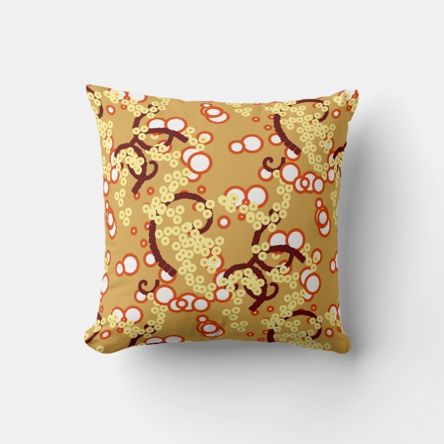 Modern Abstract Confetti Print, Mustard Gold Cushion (Front)