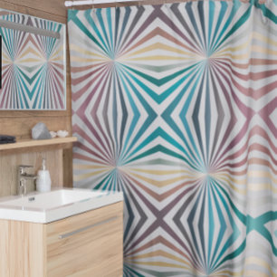 Modern Abstract Copper Teal Sunburst Pattern Shower Curtain