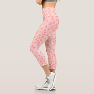 Modern Abstract Coral Pink Design Capri Leggings