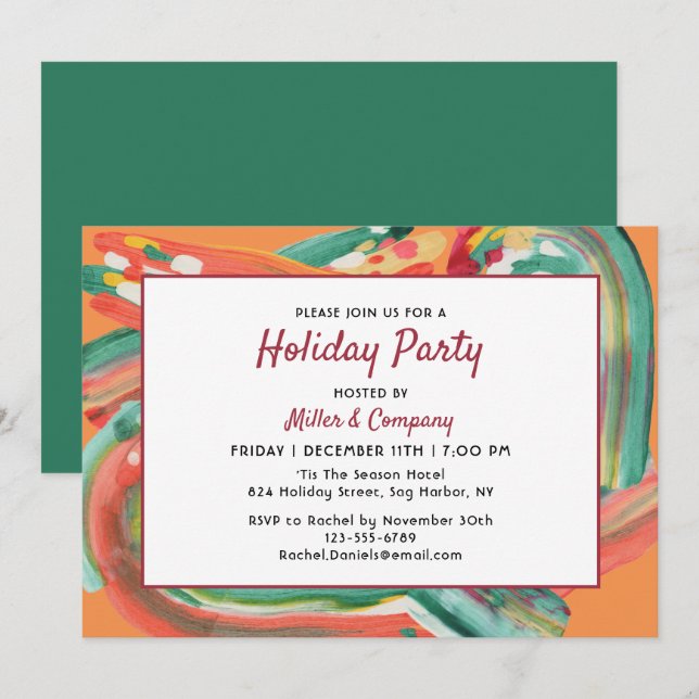 Modern Abstract Corporate Christmas Party Invitation (Front/Back)