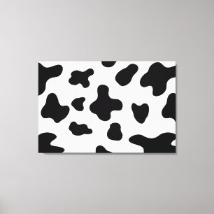 Modern Abstract Country Black and White Cow Spots Canvas Print