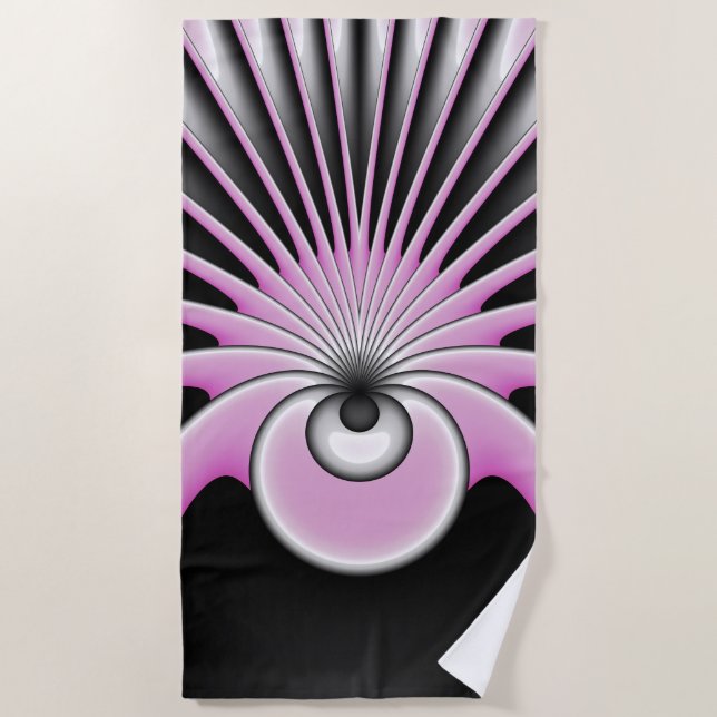 Modern Abstract Crazy Fractal Art Pattern Beach Towel (Front)