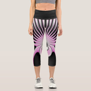 Modern Abstract Crazy Fractal Art Pattern Capri Leggings