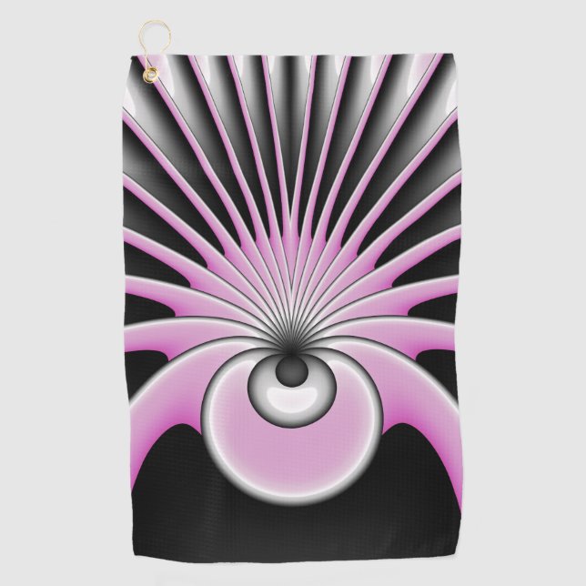 Modern Abstract Crazy Fractal Art Pattern Golf Towel (Front)