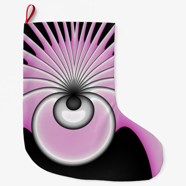 Modern Abstract Crazy Fractal Art Pattern Large Christmas Stocking (Front)