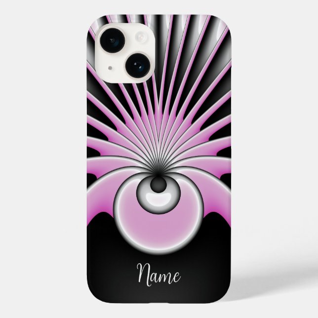Modern Abstract Crazy Fractal Art Pattern Name Case-Mate iPhone Case (Back)