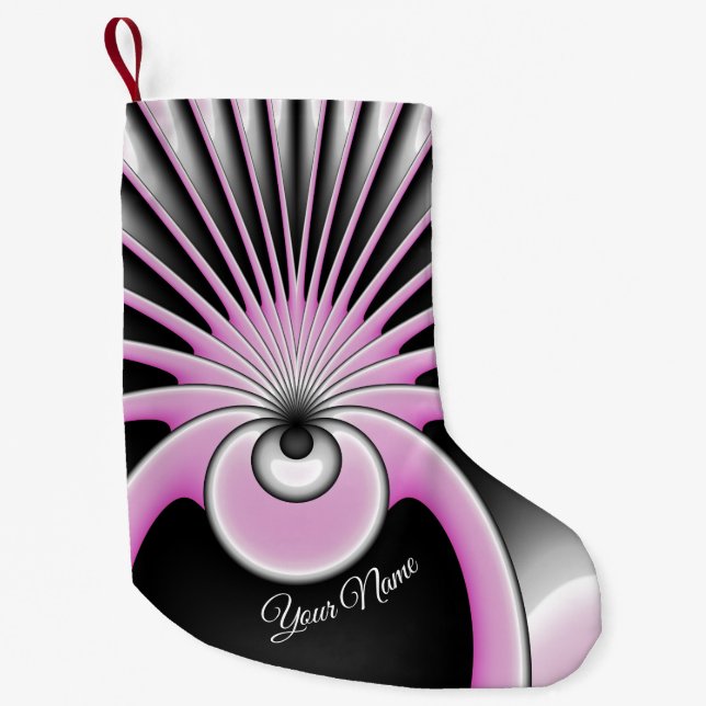 Modern Abstract Crazy Fractal Art Pattern Name Small Christmas Stocking (Front)