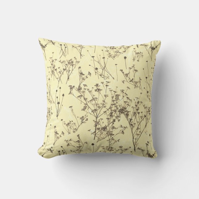 Modern Abstract Cream Brown Beige Floral Cushion (Front)