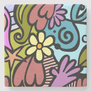 Modern Abstract Cubism Art Stone Coaster