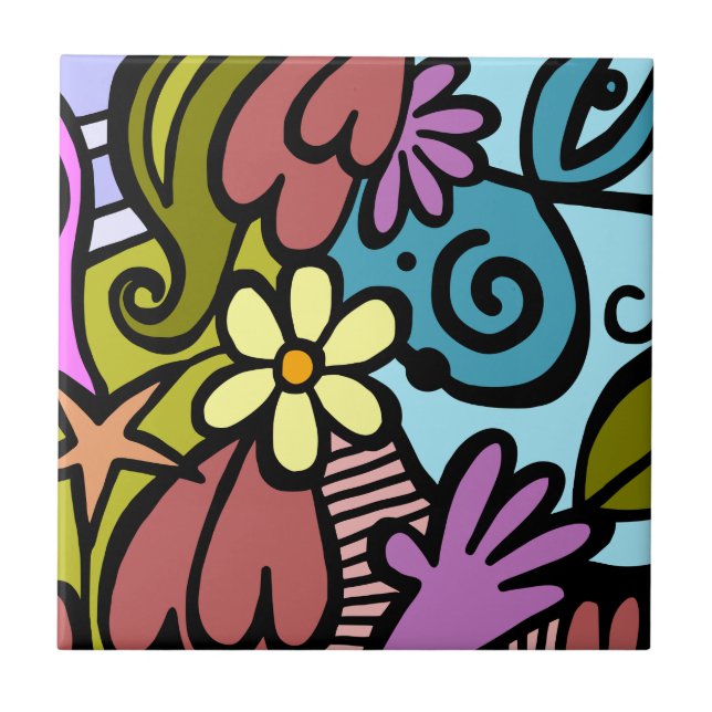 Modern Abstract Cubism Art Tile (Front)